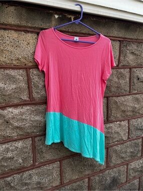 Women shirt - flares out on side pink/blue